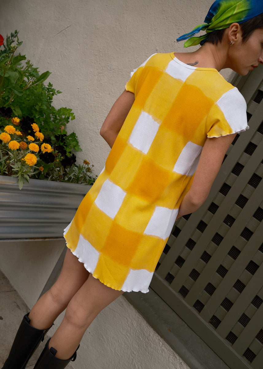 YELLOW GINGHAM MINI DRESS – Keely