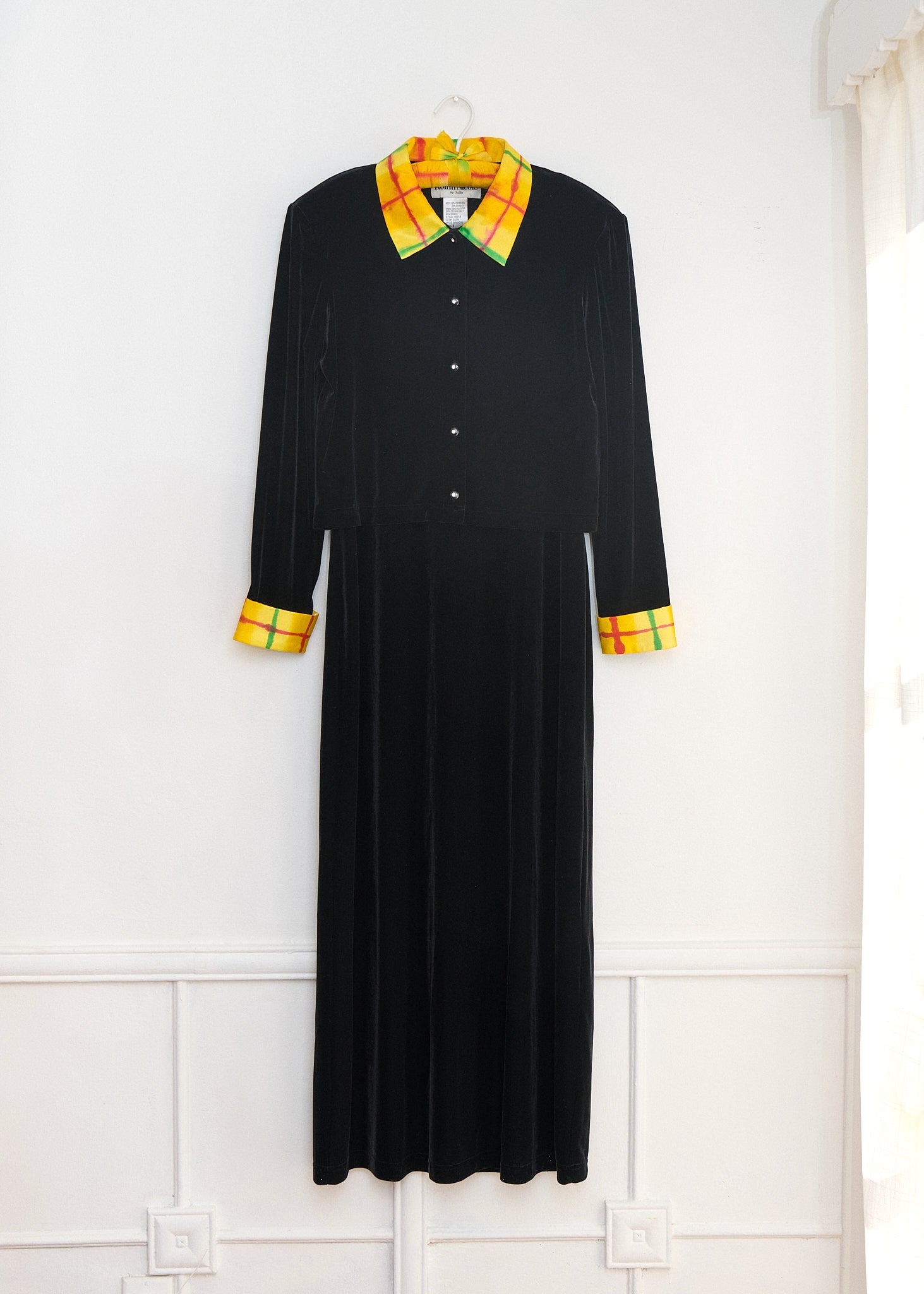 PLAID TRIM VINTAGE VELVET DRESS SET – Keely