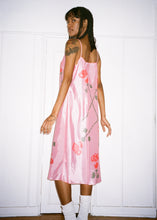 Load image into Gallery viewer, RED LONG STEM ROSE PINK MIDI DRESS
