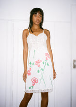 Load image into Gallery viewer, RED LONG STEM ROSE WHITE SLIP DRESS
