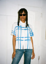Load image into Gallery viewer, BLUE WINDOWPANE DAISY BLOUSE
