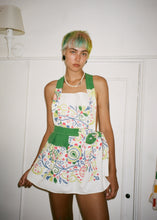 Load image into Gallery viewer, GREEN BLOCK PRINT TABLECLOTH APRON DRESS

