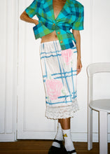 Load image into Gallery viewer, PINK ROSE BLUE WINDOWPANE SLIP SKIRT
