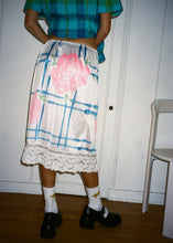 Load image into Gallery viewer, PINK ROSE BLUE WINDOWPANE SLIP SKIRT
