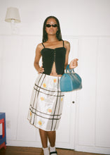 Load image into Gallery viewer, YELLOW FLORAL BLACK WINDOWPANE SLIP SKIRT #2
