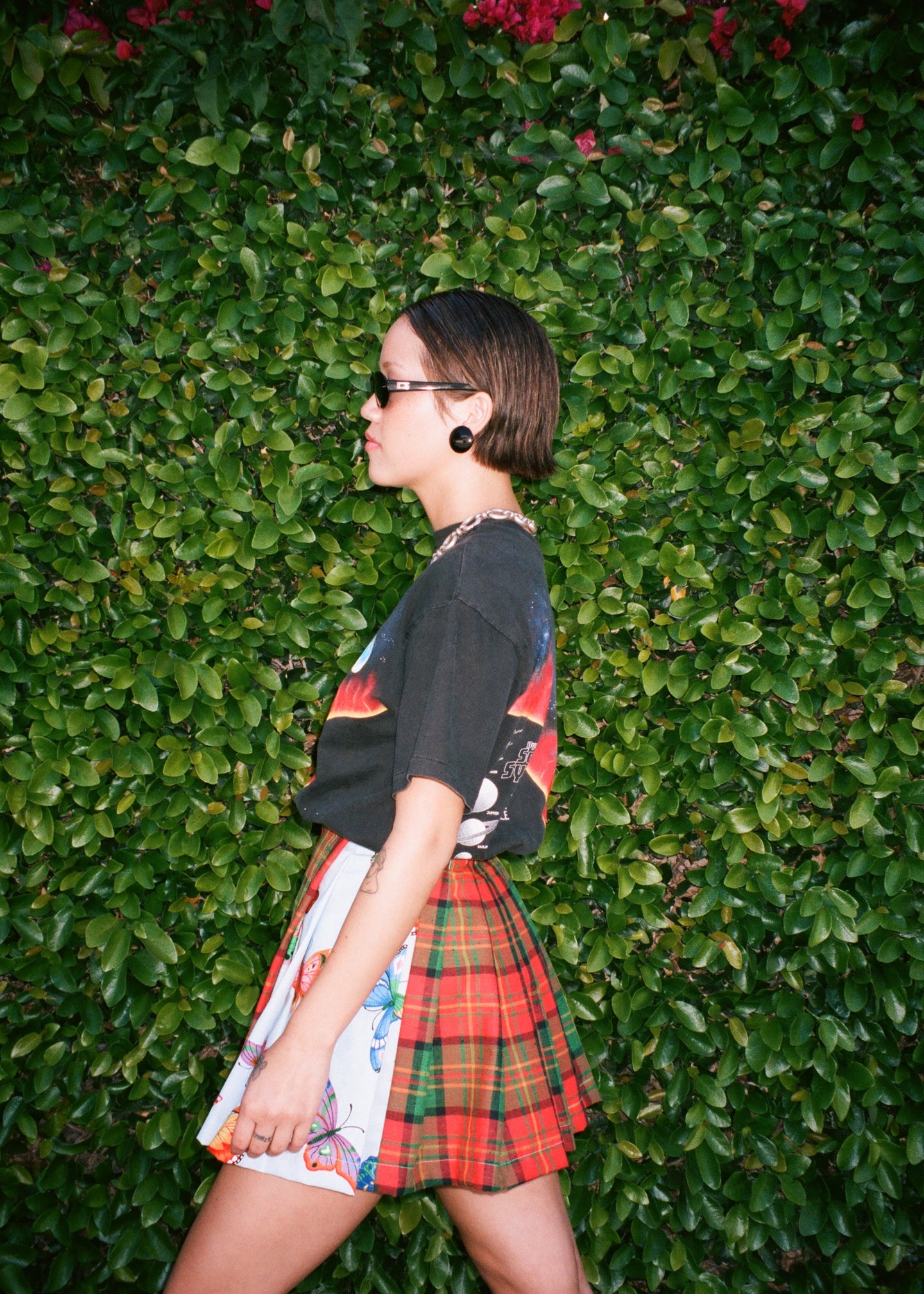 BUTTERFLY + PLAID WRAP SKIRT